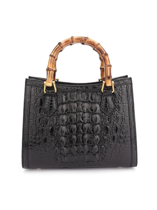 Croc-Pattern Arched-Handle Tote Bag