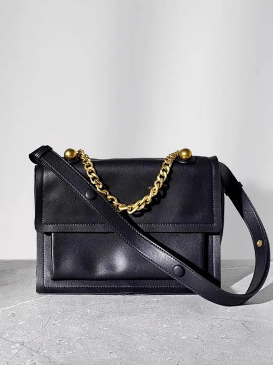 Chain-Handle Flap Satchel