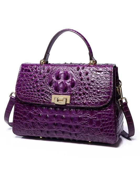 Croc-Pattern Top-Handle Bag