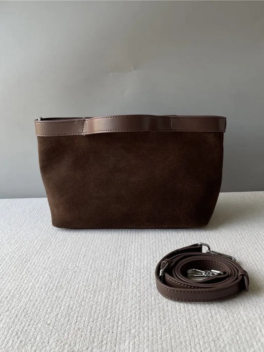 Contrast-Trim Shoulder Bag