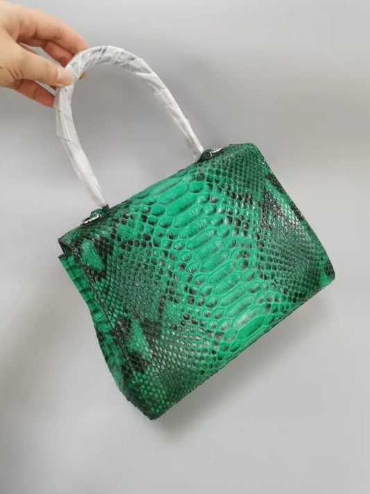 Snake-Pattern Buckle Handbag