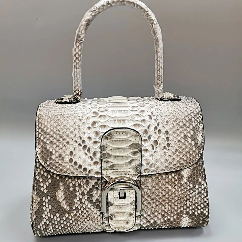 Snake-Pattern Buckle Handbag