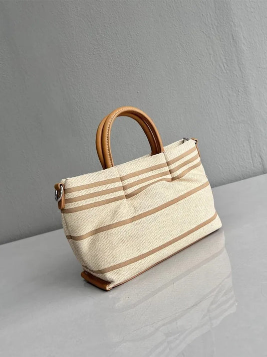 Striped Top-Handle Bag