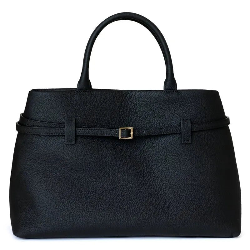 Belted Top-Handle Tote Bag