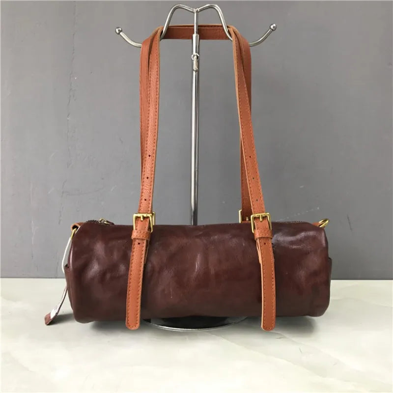 Buckle-Strap Barrel Shoulder Bag