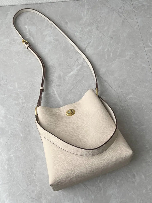 Turn-Lock Bucket Shoulder Bag