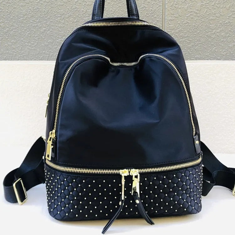 Studded Quilted-Pocket Backpack