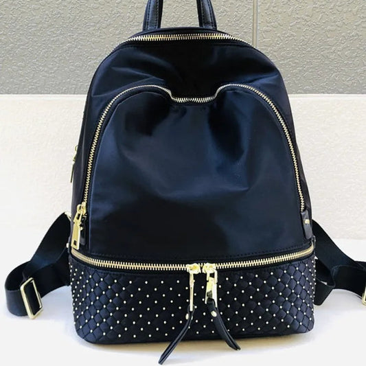 Studded Quilted-Pocket Backpack