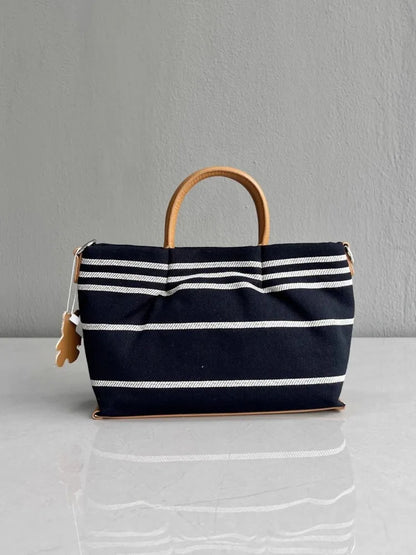 Striped Top-Handle Bag