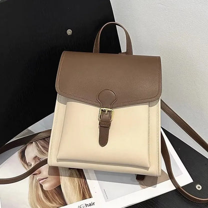 Colorblock Buckle-Flap Backpack