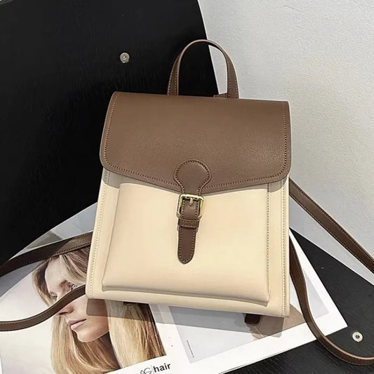 Colorblock Buckle-Flap Backpack