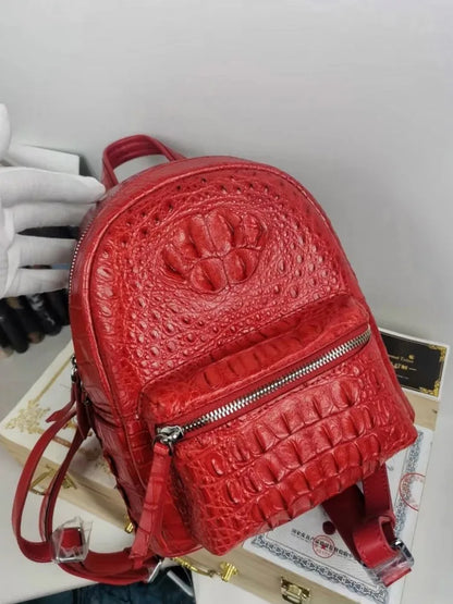 Croc-Pattern Zip Backpack