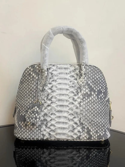 Snake-Pattern Dome Handbag