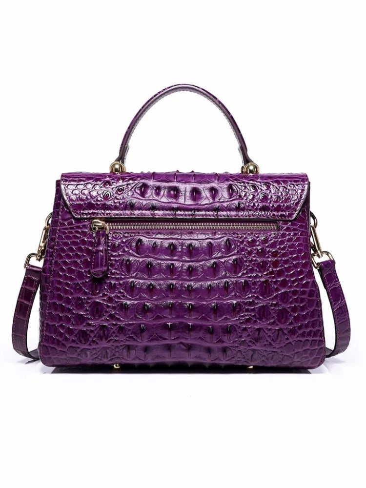 Croc-Pattern Top-Handle Bag