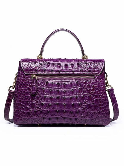 Croc-Pattern Top-Handle Bag