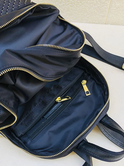 Studded Quilted-Pocket Backpack