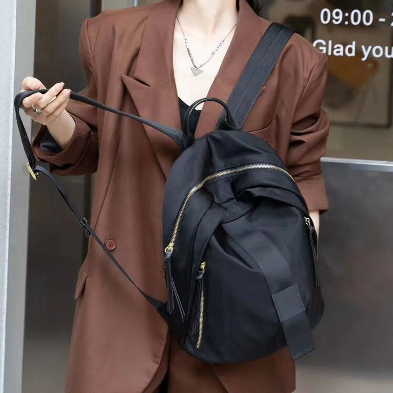 Webbing-Trim Zip Backpack