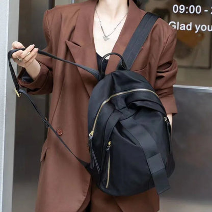 Webbing-Trim Zip Backpack