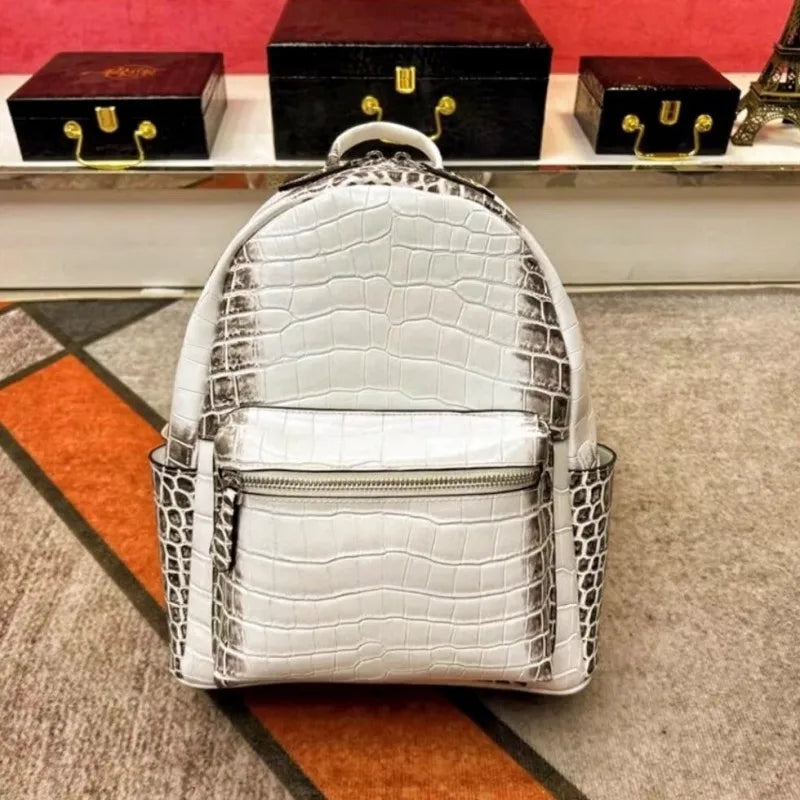 Croc-Pattern Zip Backpack