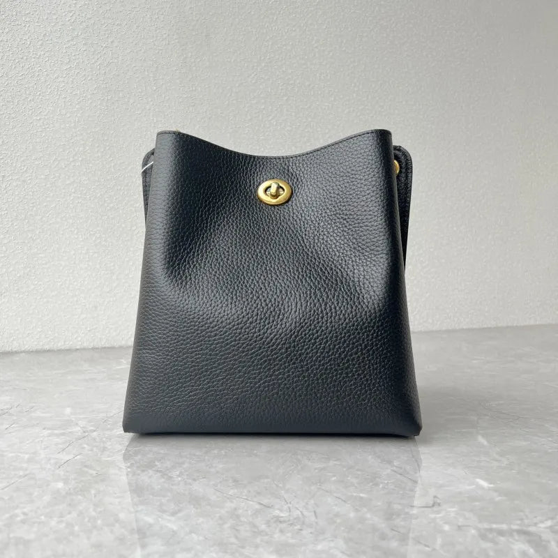 Turn-Lock Bucket Shoulder Bag