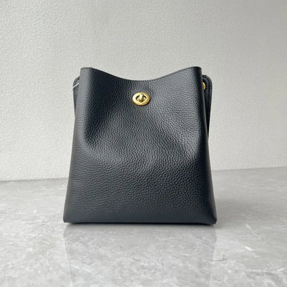 Turn-Lock Bucket Shoulder Bag