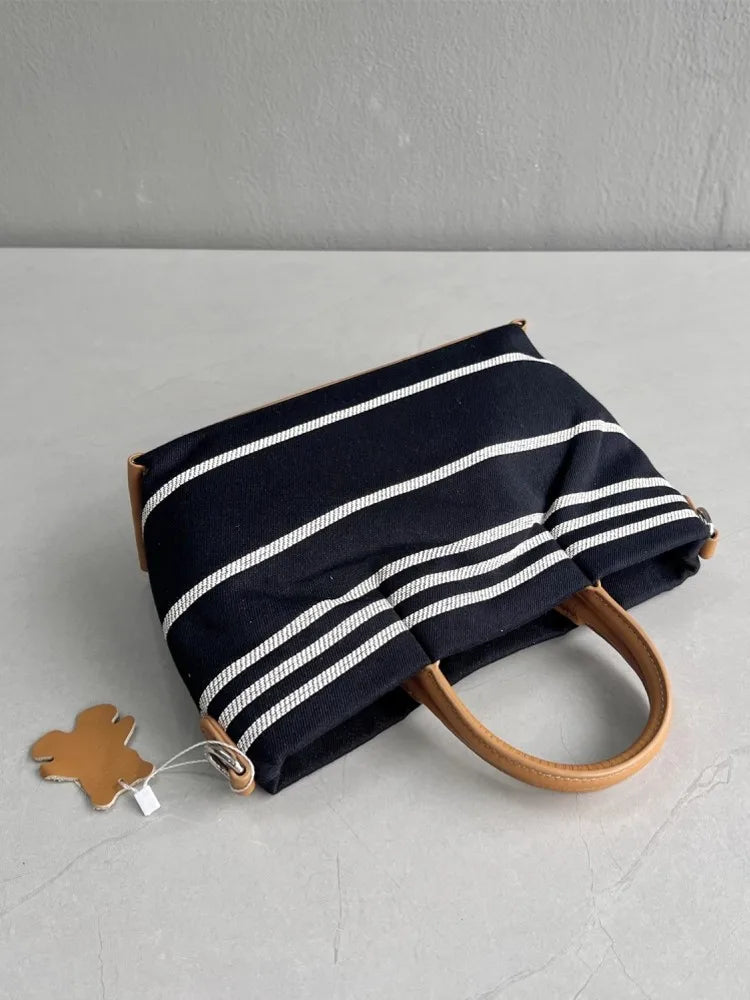Striped Top-Handle Bag