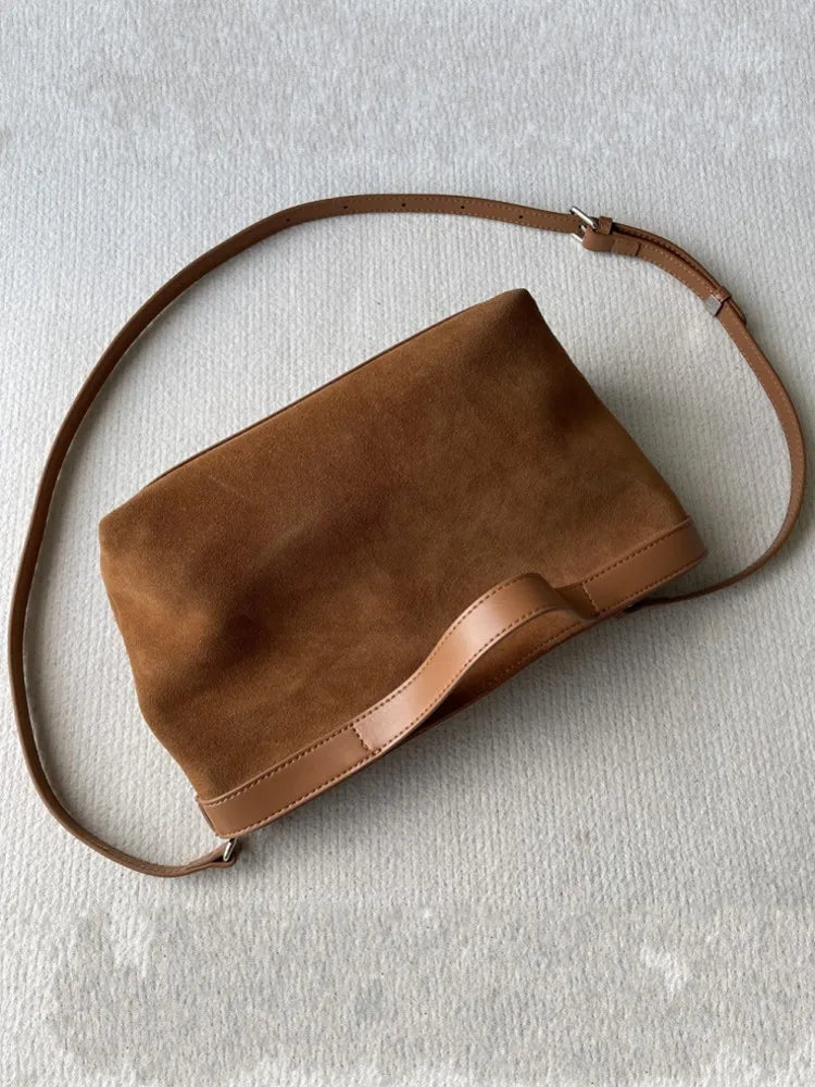 Contrast-Trim Shoulder Bag