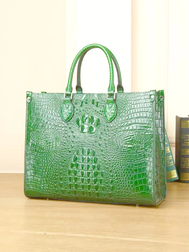 Croc-Pattern Structured Tote Bag