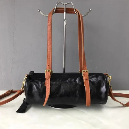 Buckle-Strap Barrel Shoulder Bag