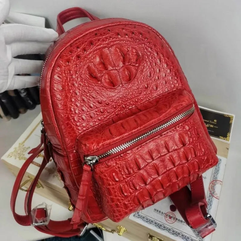 Croc-Pattern Zip Backpack