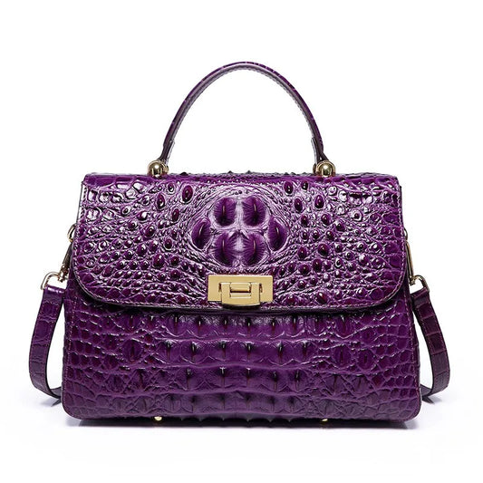 Croc-Pattern Top-Handle Bag