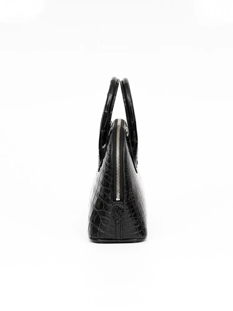 Croc-Pattern Dome Handbag