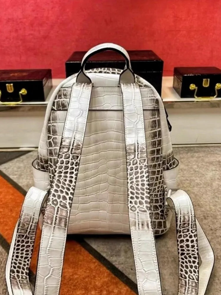 Croc-Pattern Zip Backpack