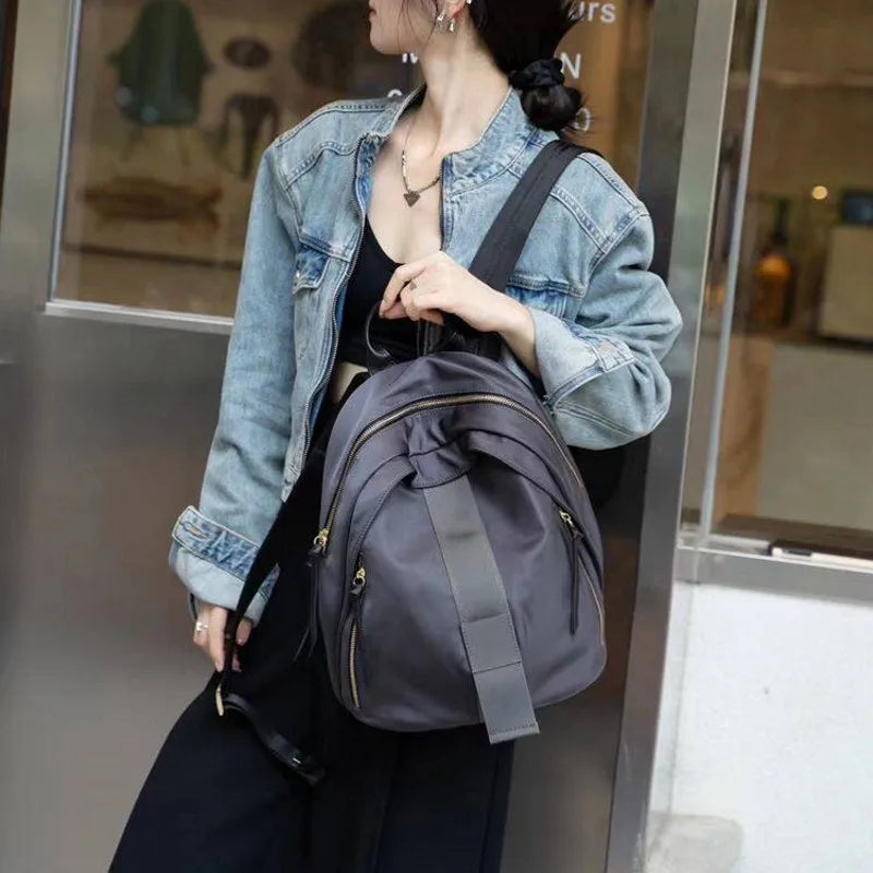 Webbing-Trim Zip Backpack