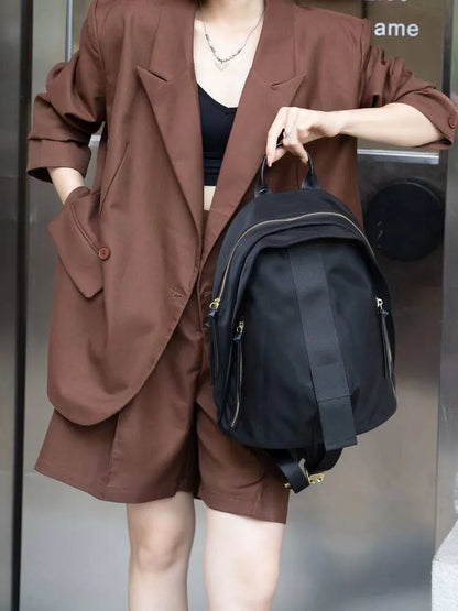 Webbing-Trim Zip Backpack