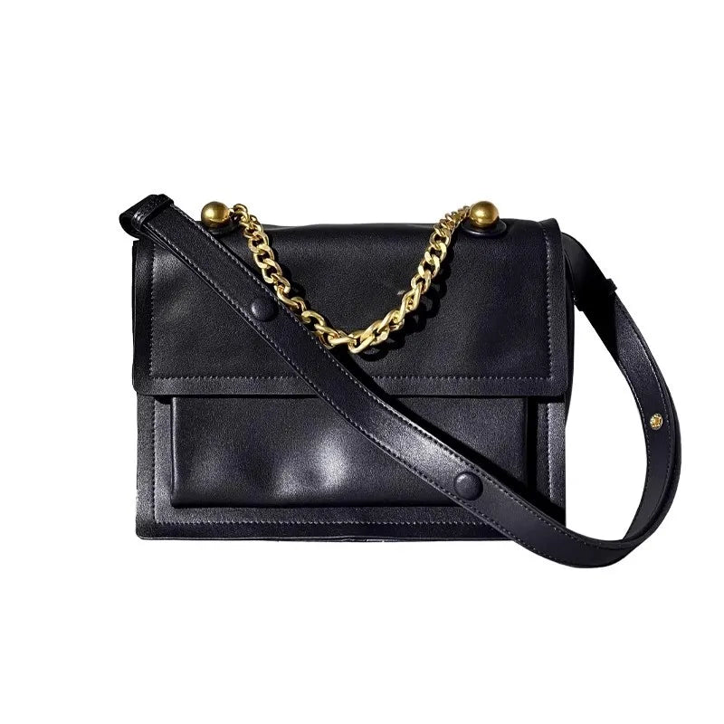 Chain-Handle Flap Satchel