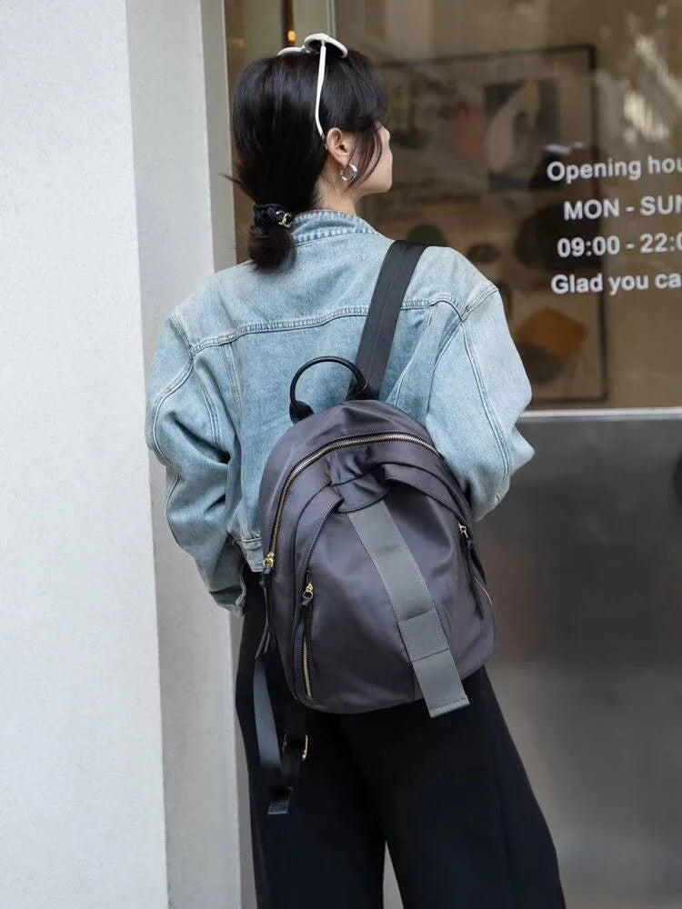 Webbing-Trim Zip Backpack