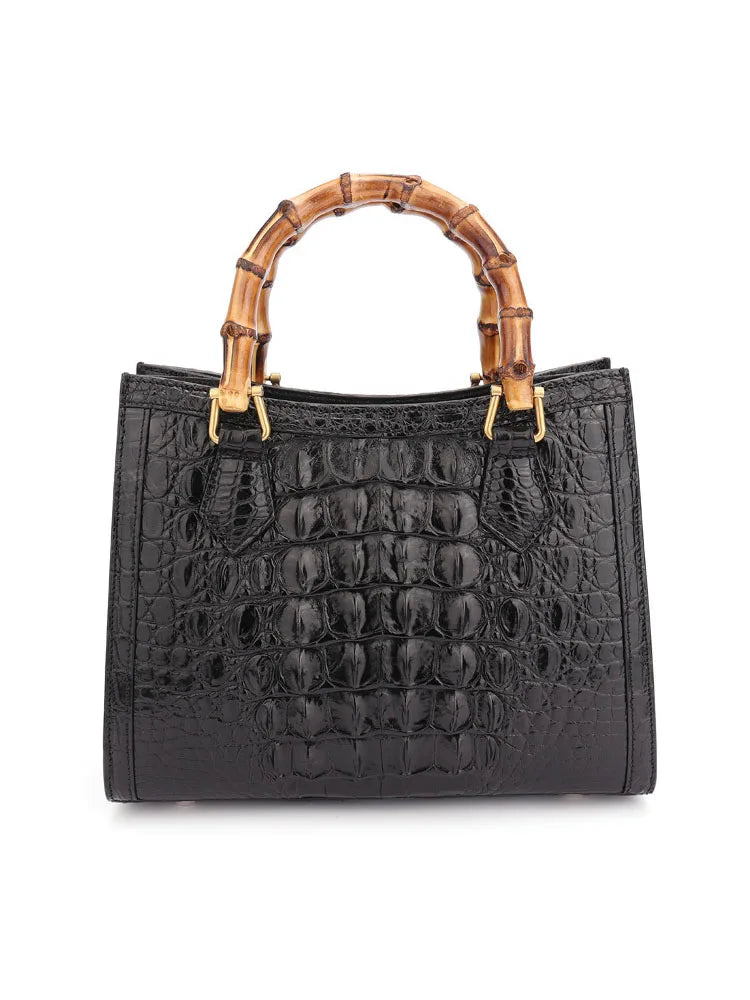 Croc-Pattern Arched-Handle Tote Bag