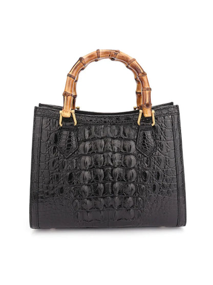 Croc-Pattern Arched-Handle Tote Bag