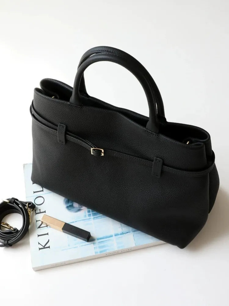 Belted Top-Handle Tote Bag