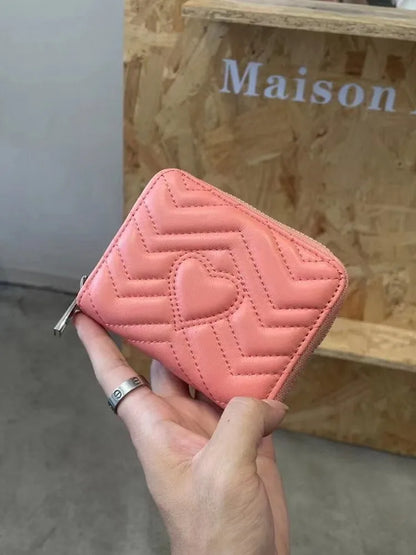 Heart-Quilted Zip Wallet
