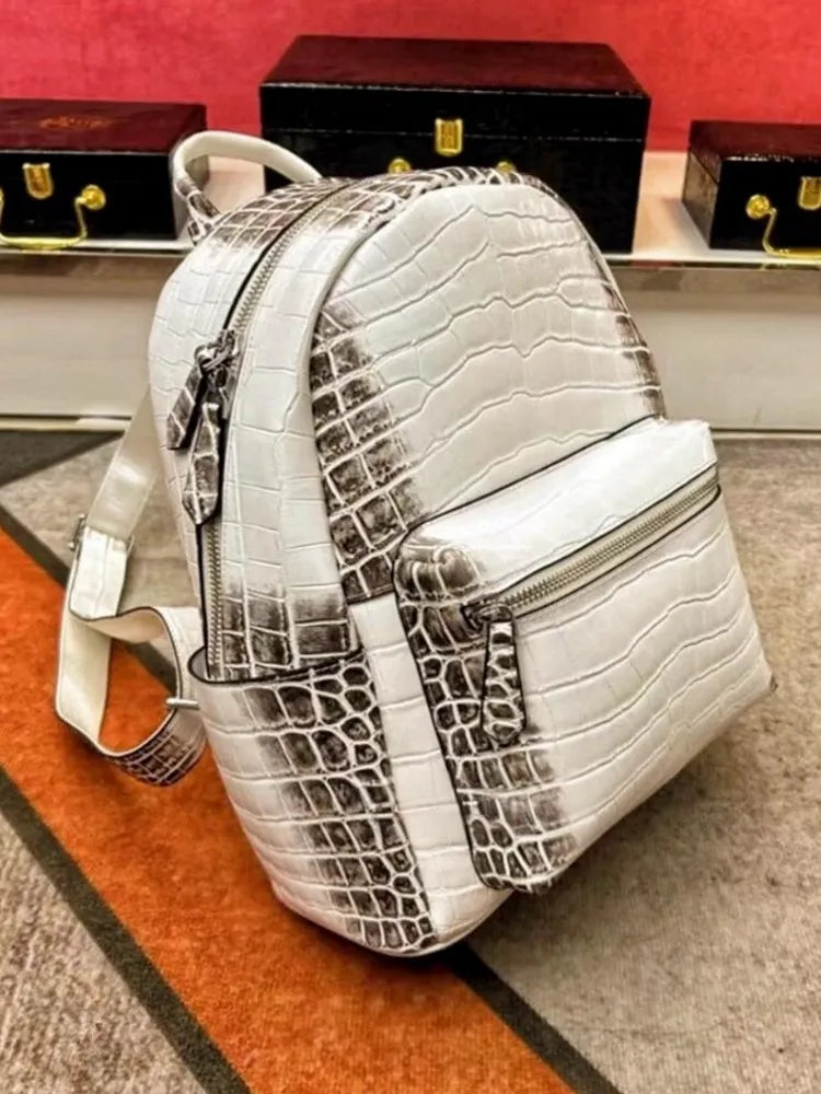 Croc-Pattern Zip Backpack