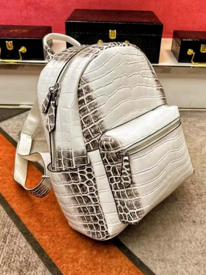 Croc-Pattern Zip Backpack