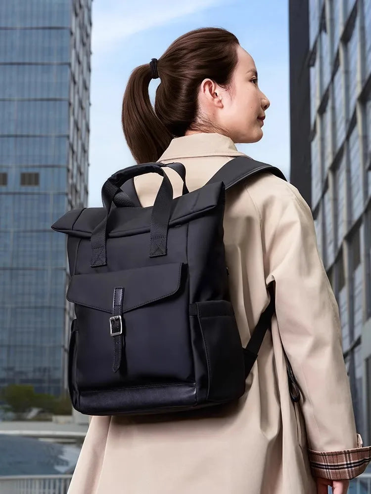 Buckle-Pocket Tote Backpack