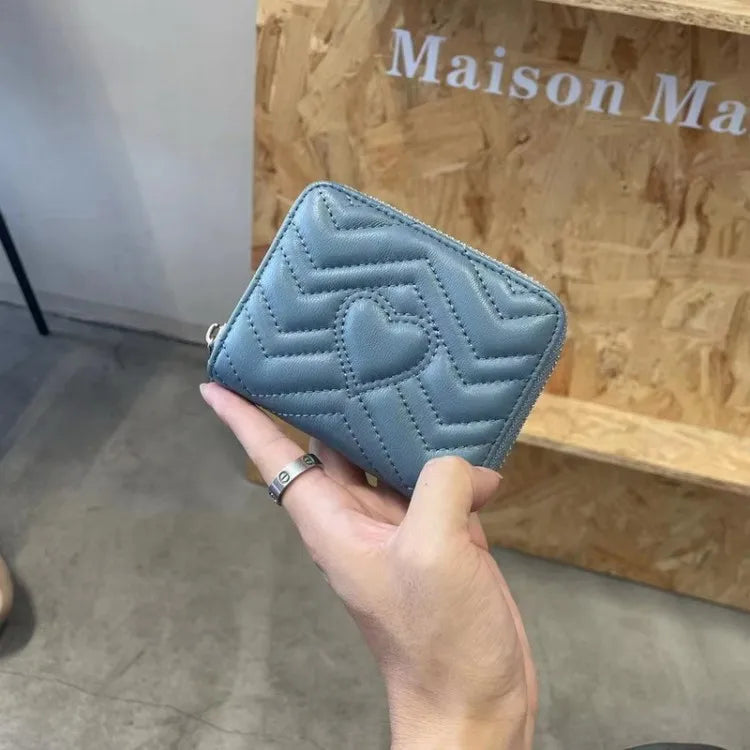 Heart-Quilted Zip Wallet