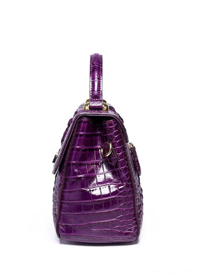 Croc-Pattern Top-Handle Bag