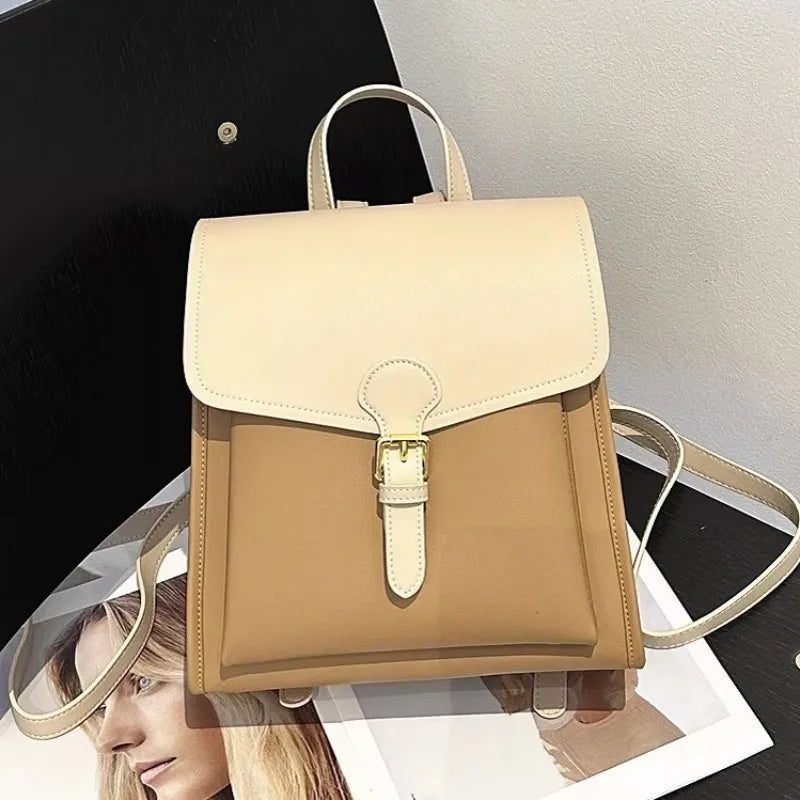 Colorblock Buckle-Flap Backpack