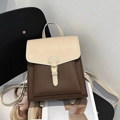 Colorblock Buckle-Flap Backpack