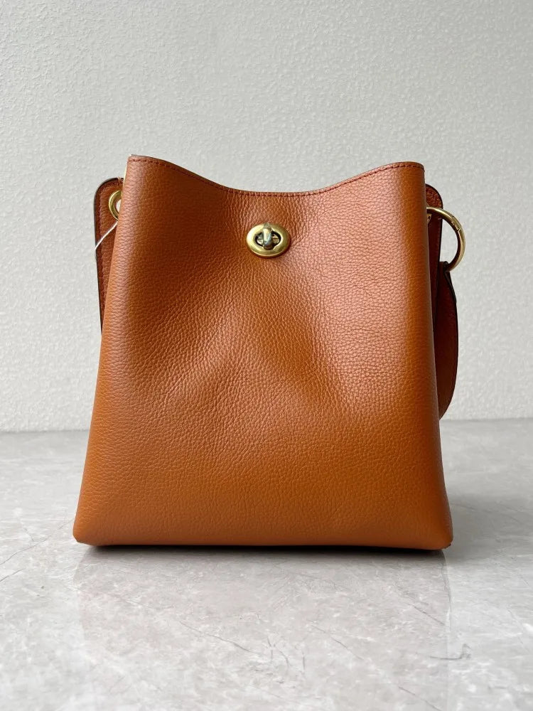 Turn-Lock Bucket Shoulder Bag