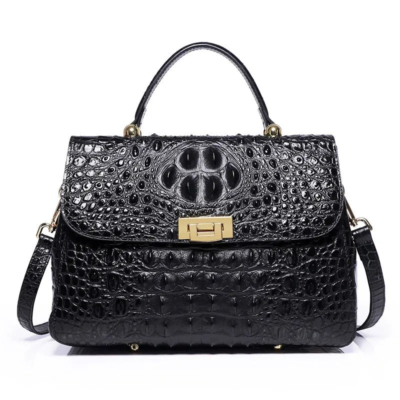 Croc-Pattern Top-Handle Bag
